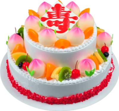 卓越蛋糕模型厂2018年新款水果双层祝寿福寿生日庆典仿真蛋糕模型