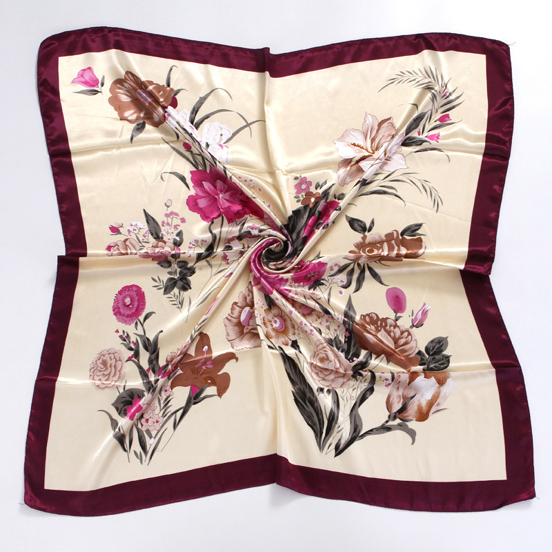 丝巾女90x90cm正方形大方巾春秋薄款外搭披肩时尚百搭仿真丝围巾