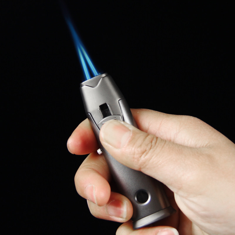 金属男士防风直冲打火机双火苗个性男士点烟器个性创意气体小焊枪