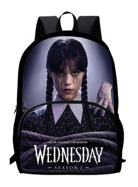 星期三第二季背包前袋书包 Wednesday Season 2大容量双肩书包