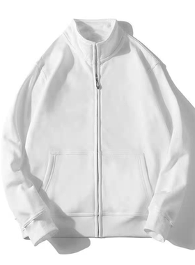 儿童男童女童白色立领外套新款韩版中大童休闲连帽学生班服上衣潮