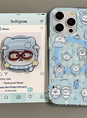 适用oppoA58a57手机壳A1a2A3A5眼镜自嘲熊a93a95a96a97时磁吸支架A32a35A36新A72a92s网红超火r15r17高级R11r