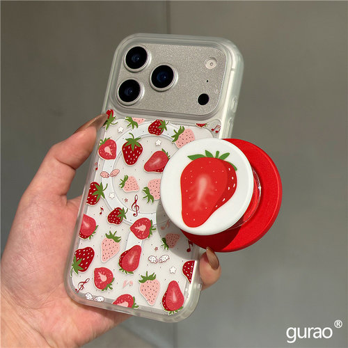 适用小米17/15手机壳turbo4红米note14/13/12满屏草莓civi5pro/4/3/2磁吸支架11T/10/9/8磨砂max/mix保护套女