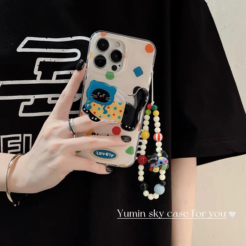 适用小米15手机壳turbo4红米note14/13/12彩色波点猫咪civi3/2/4pro支架11T/10/9/8链条max卡通可爱mix少女新