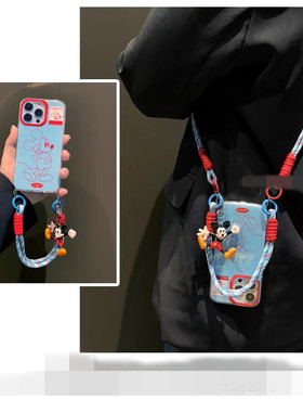 适用三星s25s24s23s22s21U手机壳note10+米奇公仔挂饰s20fe可拎手绳s8s9斜挎s10小众高级A53a72A55可爱a42A71