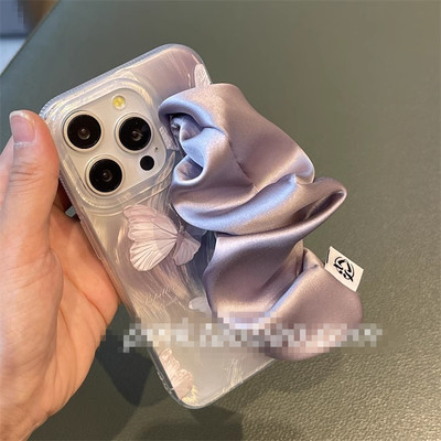 羽纱蝴蝶丝绸腕带适用魅族20手机壳note10三星s21s22s23s24高级oneplus9一加12/11轻奢1+ace3新2v小众8pro/7T