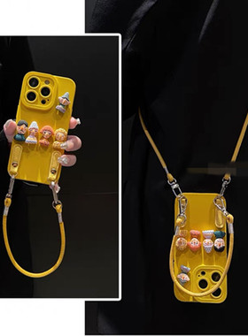 适用oppoA58a57手机壳A1a2A3A5立体人偶公仔a93a95a96a97可拎手提绳A32a35A36斜挎A72a92s网红r15r17壳R11r9t