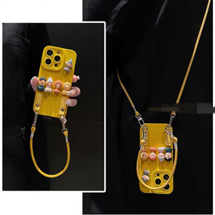 适用oppoA58a57手机壳A1a2A3A5立体人偶公仔a93a95a96a97可拎手提绳A32a35A36斜挎A72a92s网红r15r17壳R11r9t