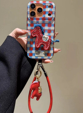 适用小米15手机壳turbo4红米note14/13/12刺绣小马civi3挂件2/4pro可背斜挎11T/10/9/8手提绳max时尚mix气质