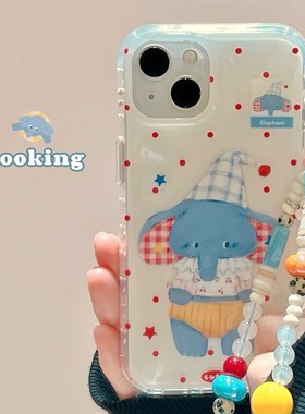 适用小米15手机壳turbo4红米note14/13/12油画卡通波点蓝色大象civi3/2/4pro链条11T/10/9/8高级max可爱时尚m