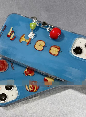 适用三星s25s24s23s22s21U手机壳note10+蓝底涂鸦苹果s20fe挂件s8s9卡通可爱s10可爱时尚A53a72A55少女a42A71