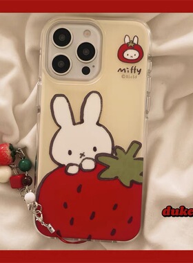 适用三星s25s24s23s22s21U手机壳note10+草莓米菲兔s20fe挂件s8s9网红超火s10可爱甜美A53a72A55清新女a42A71