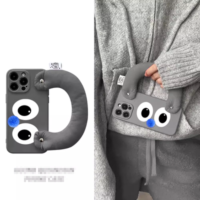 搞怪大眼睛适用红米turbo3手机壳note12小米civi4pro手提腕带k70k60k50k40k30充棉10/9/8个性时尚m11卡通可爱