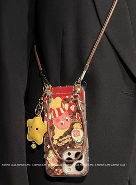 适用三星s25s24s23s22s21U手机壳note10+围巾星星人s20fe挂件s8s9可背斜挎s10手绳A53a72A55小众高级a42A71壳