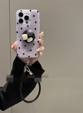 适用三星s25s24s23s22s21U手机壳note10+灰紫黑波点s20fe宝石支架s8s9可背斜挎s10手绳A53a72A55新a42A71外壳
