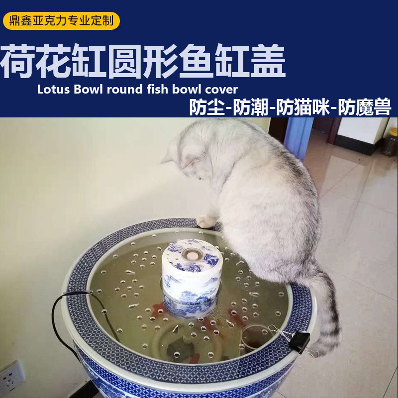 定制鱼缸盖板圆形鱼缸盖高透明亚克力盖板荷花缸防跳盖睡莲缸圆盖