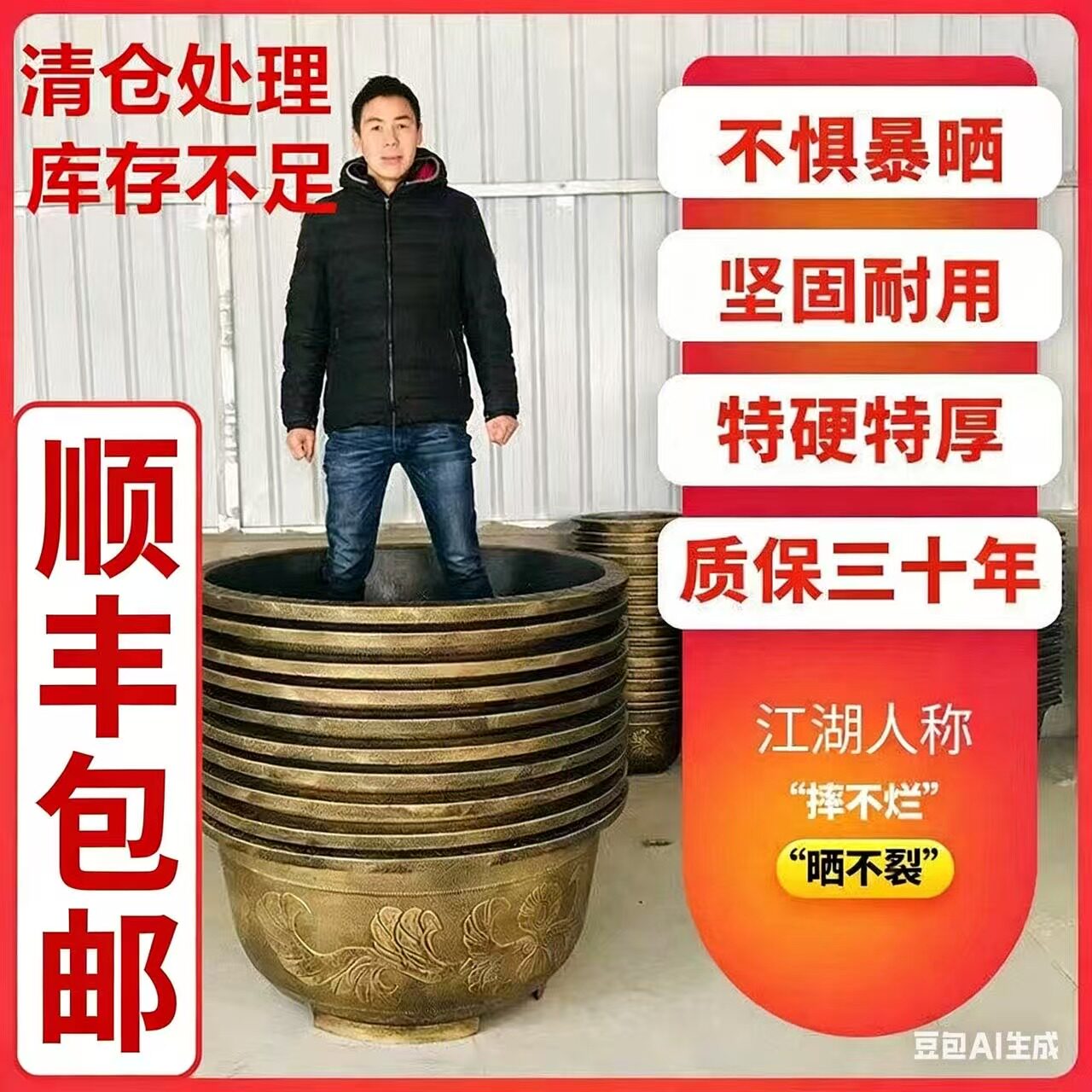 特大号花盆树脂加厚仿陶瓷铁树盆景超大果树庭院种树清仓欧式复古