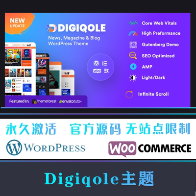 Digiqole 汉化中文版 WP主题 新闻杂志博客响应式网站模板