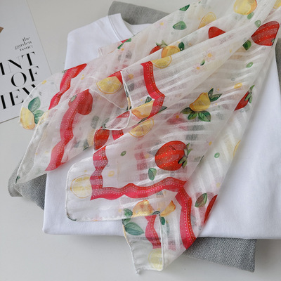 日系棉麻小方巾女轻薄透气四季可戴58x58cm小领巾文艺甜美包头巾