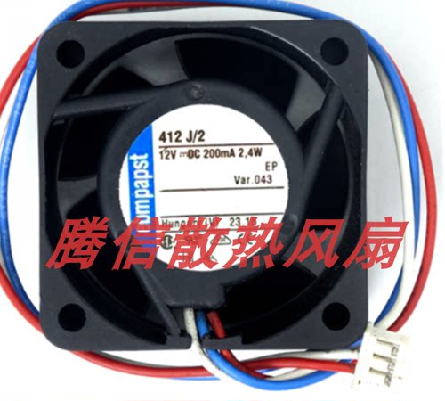 现货EBM-PAPST德国TYP 412 J/2 12V 200mA 2.4W 4025散热风扇
