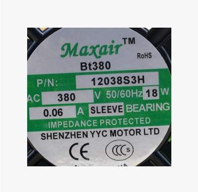 Maxair BT380 12038S3H 380V 18W 0.06A 12CM 12038 AC 散热风扇