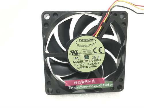 原装EVERFLOW 7015 R127015BH DC 12V 0.25A CPU双滚珠散热风扇