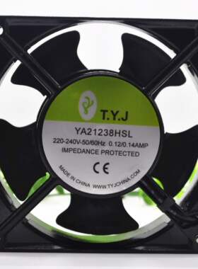 全新正品T.Y.J风机YA21238HSL/HBL铝框12CM厘米12038散热风扇220V