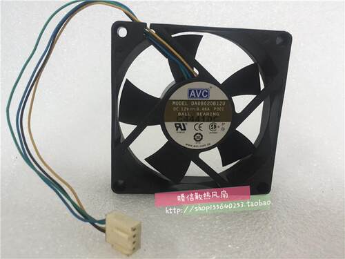 原装AVC DA08020B12U 8020 DC12V 0.46A 8cm CPU 散热风扇