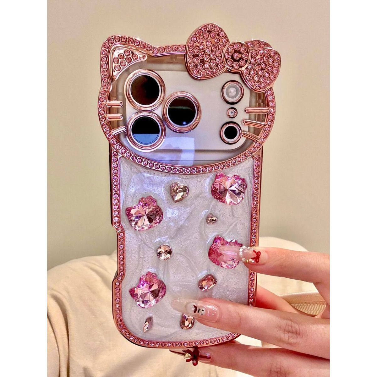 半糖壳野ins奢华粉色亮片宝石KT猫适用iPhone17promax手机壳苹果16pro浮雕15防摔14pro新款13防摔17保护套,3C数码配件,手机保护套/壳,淘宝优惠券,粉丝福利购,淘宝优惠卷