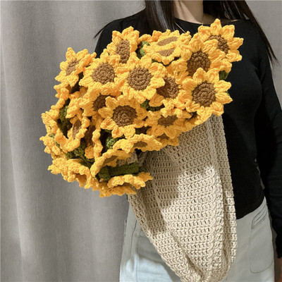 铃兰花毯成品玫瑰花束毛线钩织
