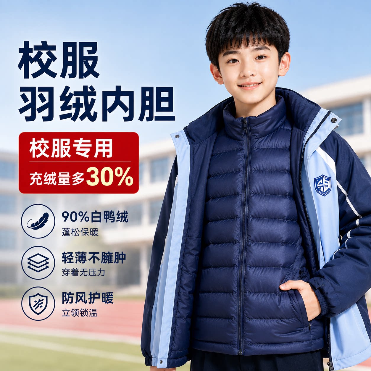 校服神器中小学生校服羽绒内胆