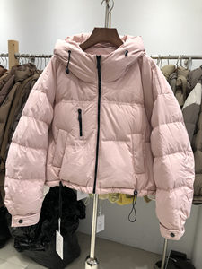 羽绒服女2024秋冬新款白鸭绒宽松连帽长袖工装风短款羽绒外套女