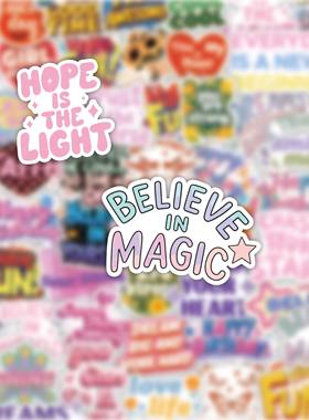 彩色字母激励祝福文字贴纸卡通笔记本装饰贴纸DIY手账本素材110张