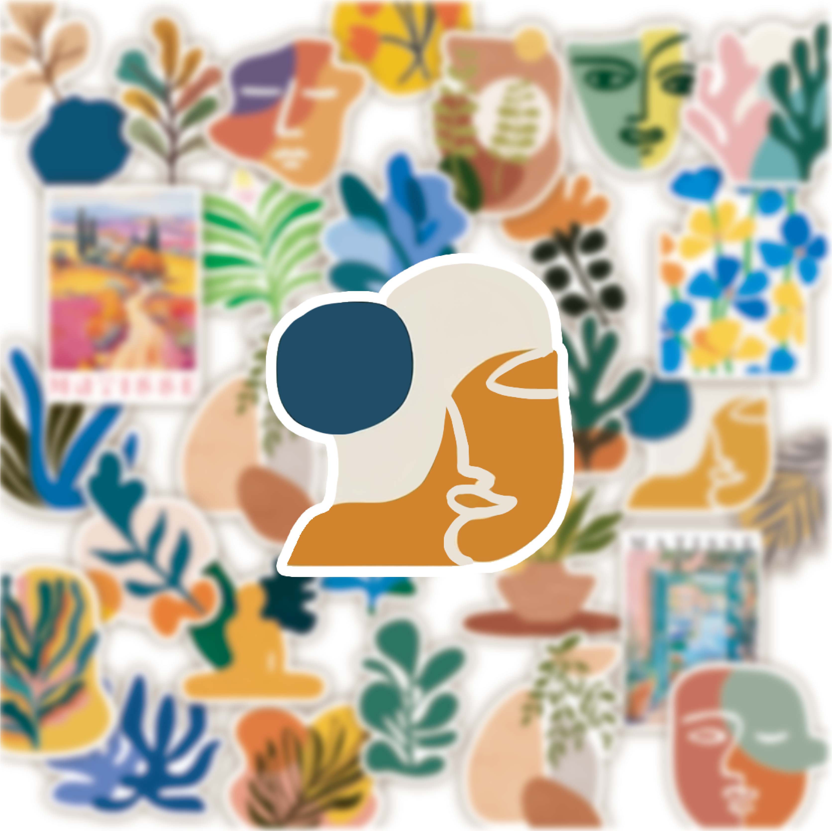 112张小众ins风马蹄抽象贴纸卡通涂鸦小清新创意装饰diy防水贴画