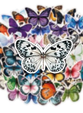 130张涂鸦个性昆虫蝴蝶贴纸ins风高颜值防水装饰行李箱手机壳贴画