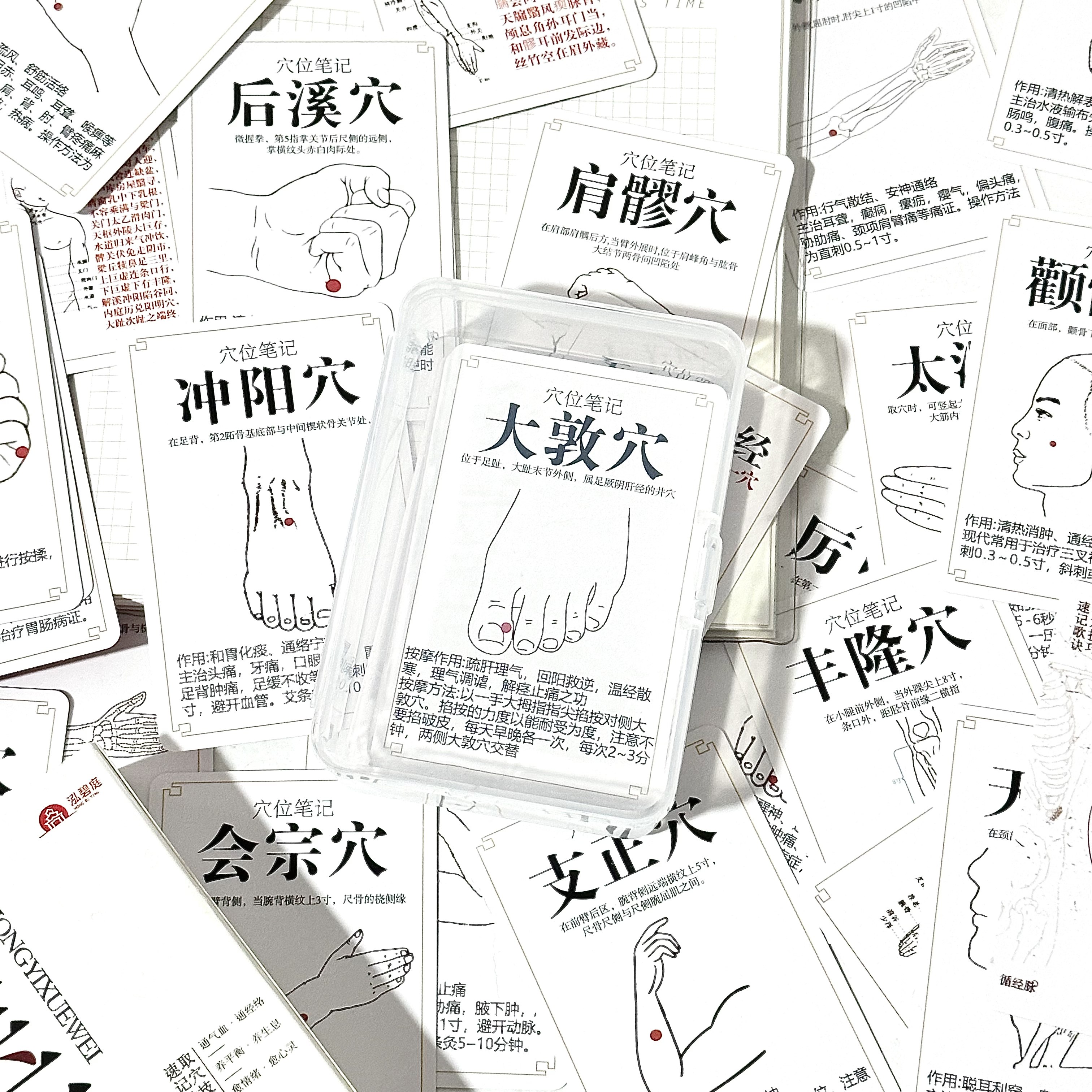 中医穴位笔记贴纸卡牌笔记知识穴位创意走向自印按摩针灸学习卡片