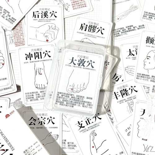 中医穴位笔记贴纸卡牌笔记知识穴位创意走向自印按摩针灸学习卡片