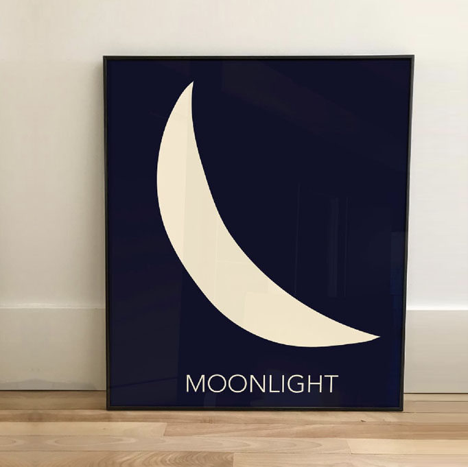 moonlight 弯弯月光 静谧夜晚 晚安艺术海报 简约家居装饰画