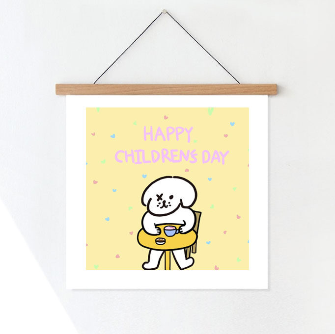 dog 韩国设计 糖果黄色 可爱的奶油小狗狗 艺术海报 家居装饰画