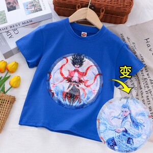 儿童哪吒衣服变图案t国潮动漫T恤