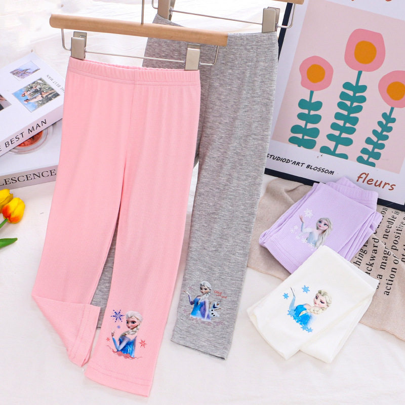 爱沙公主裤子女童休闲长裤夏天薄款莫代尔冰丝凉裤宽松柔软直筒裤