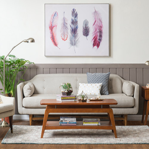 帆布手绘羽毛挂画客厅卧室挂画