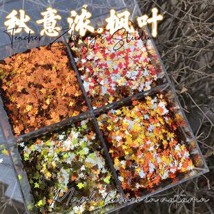 Z老师diy流麻材料滴胶手作变色龙枫叶树叶闪片亮片套装金银色红色