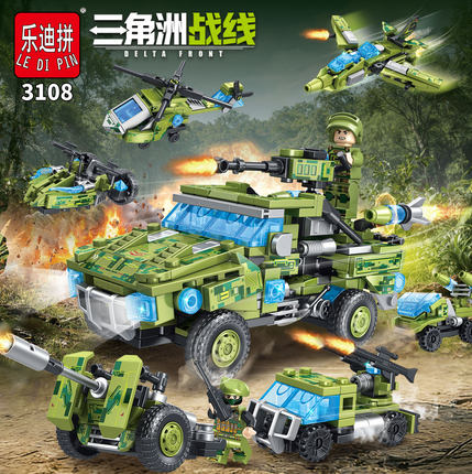 乐迪拼3108三角洲军事坦克模型绝境战车积木男孩礼物拼插益智玩具