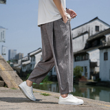 风直播品质男士夏季中式潮牌冰丝薄款休闲大码裤子M813-P65，男装休闲裤，四季星座220-1