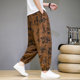 潮牌风新款薄款透气仿麻休闲胯裆大码哈伦裤灯笼裤MK299-P45，男装休闲裤，四季星座220-1