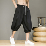 风夏季中式潮牌男式七分薄款透气休闲阔腿哈伦裤M806-1-P45，男装休闲裤，四季星座220-1