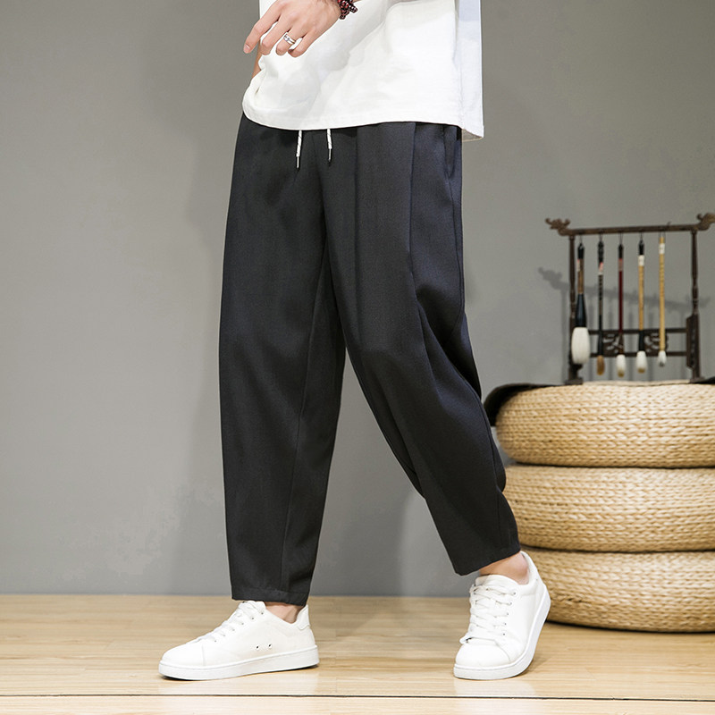 风直播品质男士夏季中式潮牌冰丝薄款休闲大码裤子M813-P65,男装休闲裤,四季星座220-1