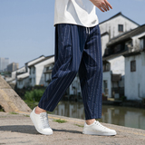 风直播品质男士夏季中式潮牌冰丝薄款休闲大码裤子M816-P65，男装休闲裤，四季星座220-1