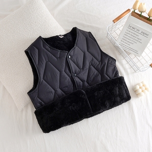 羽绒棉马甲男秋冬加绒打底爸爸保暖马夹贴身家居背心纯色坎肩内穿